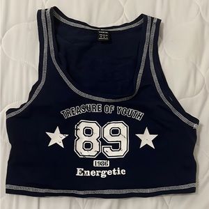 Navy blue shein tank top cropped XS